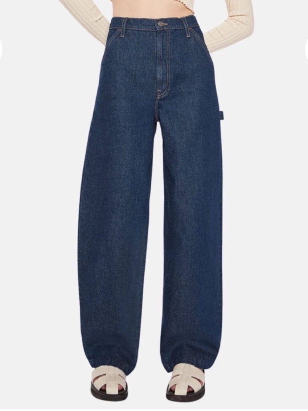 MOTHER Jeans NEW SNACKS Fun Dip Utility Puddle Wide Leg in Cold Brew Blue SZ 25